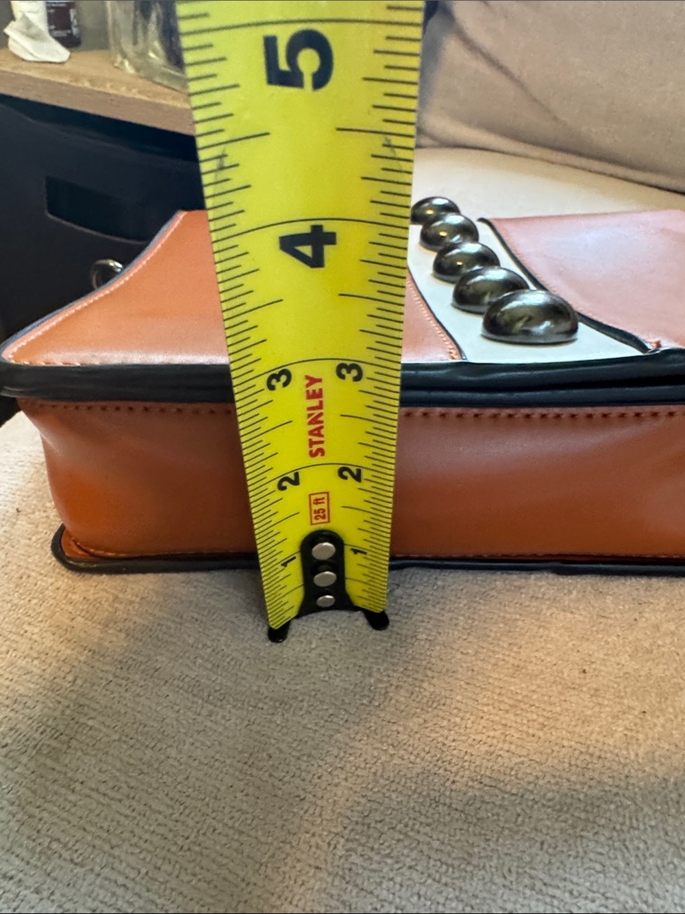 Tan Crossbody Bag with Stud Trim - Picture 4 of 8
